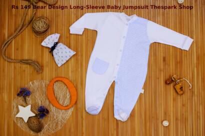 Rs 149 Bear Design Long-Sleeve Baby Jumpsuit Thespark Shop