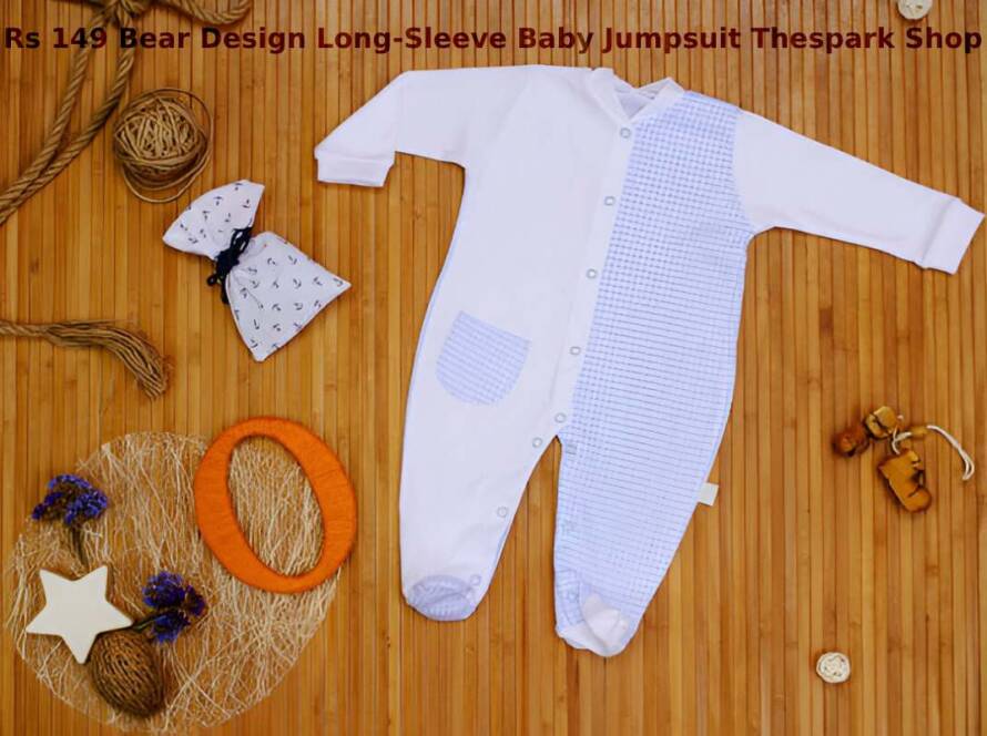 Rs 149 Bear Design Long-Sleeve Baby Jumpsuit Thespark Shop